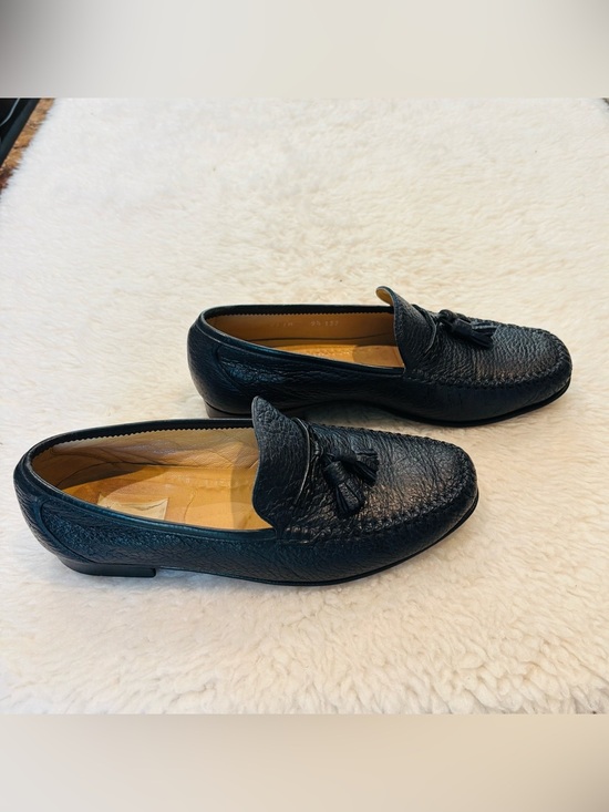 Vintage Genuine Cowhide Leather Italian  Black Tassel Leather Loafers size 9.5 main image 9